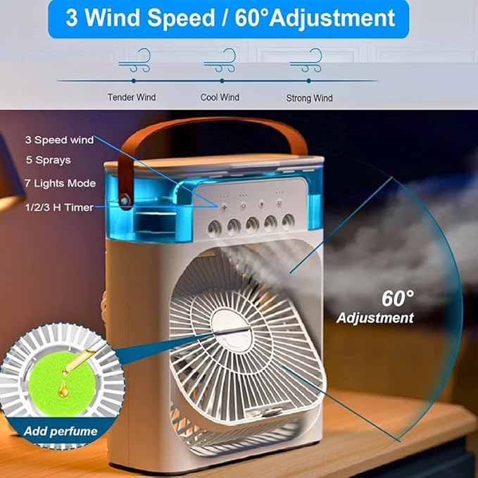 3-in-1 Mini AC – Fan, Humidifier & LED Glow